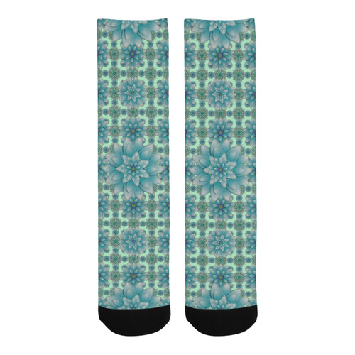 Happiness Turquoise Lotus pattern Trouser Socks