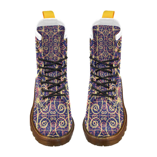 Tribal Ornate Pattern High Grade PU Leather Martin Boots For Women Model 402H