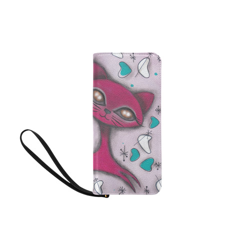 Pink Retro Cat Women's Clutch Purse (Model 1637)