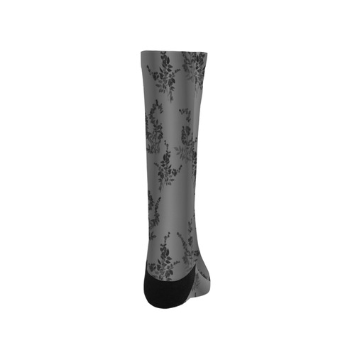 Black Flowers on Gray Trouser Socks