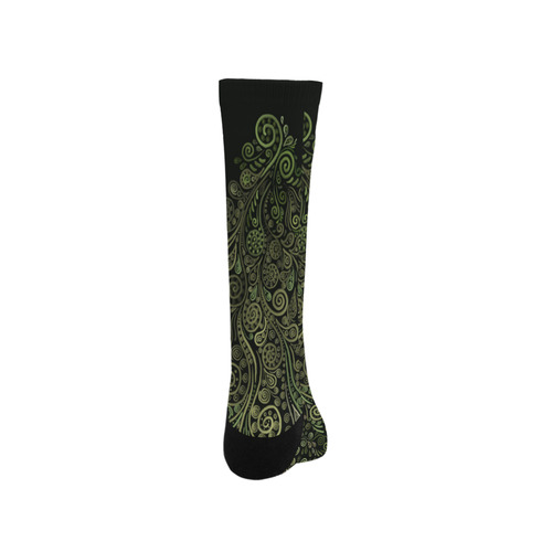 3D Ornaments -Fantasy Tree, green on black Trouser Socks