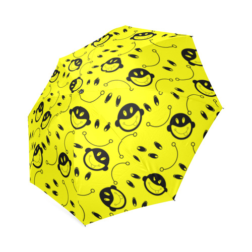 monkey tongue out on yellow Foldable Umbrella (Model U01)