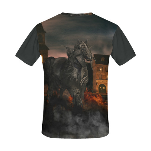A dark horse in a knight armor All Over Print T-Shirt for Men (USA Size) (Model T40)
