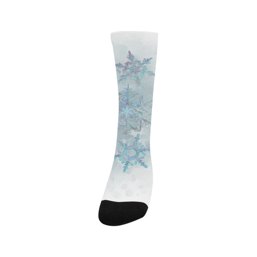 Snowflakes, snow, white and blue, Christmas Trouser Socks