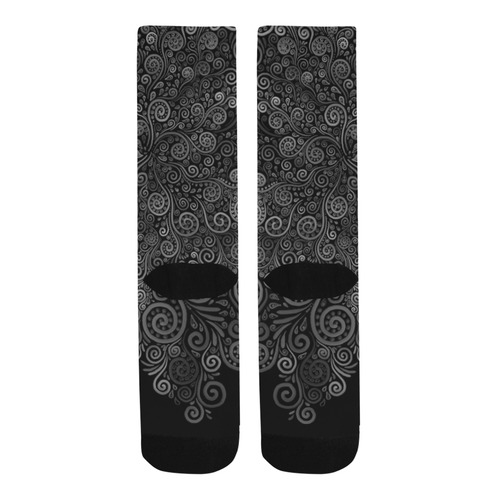 3D Black and White Rose Trouser Socks