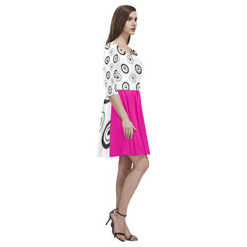 Ultra dots designers dress with Pink skirt Tethys Half-Sleeve Skater Dress(Model D20)