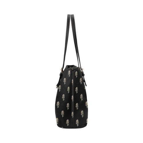 sparkling skulls by JamColors Leather Tote Bag/Small (Model 1651)