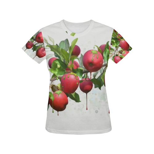 Melting Apples, fruit watercolors All Over Print T-Shirt for Women (USA Size) (Model T40)