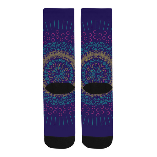 blue mandala circular Trouser Socks