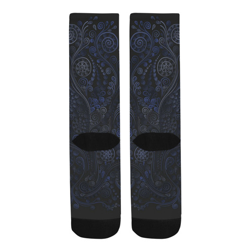 3D Ornamental blue on gray Trouser Socks
