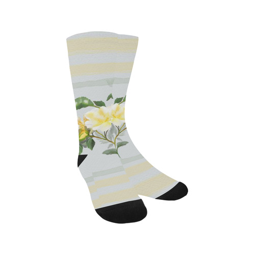 Yellow roses, floral watercolor Trouser Socks