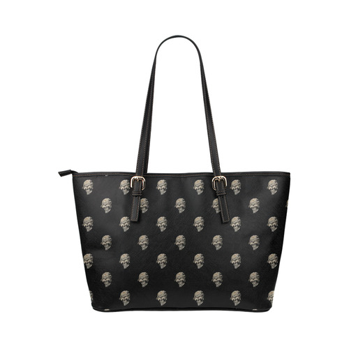 sparkling skulls by JamColors Leather Tote Bag/Small (Model 1651)