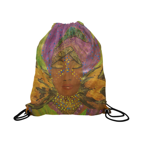 African Radiance by DBart Large Drawstring Bag Model 1604 (Twin Sides)  16.5"(W) * 19.3"(H)