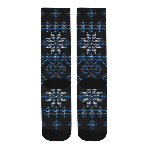 Ugly Christmas Sweater Faux Knit blue, Christmas Trouser Socks