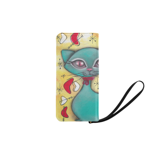 Green Retro Cat Women's Clutch Purse (Model 1637)