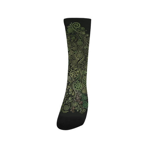 3D Ornaments -Fantasy Tree, green on black Trouser Socks