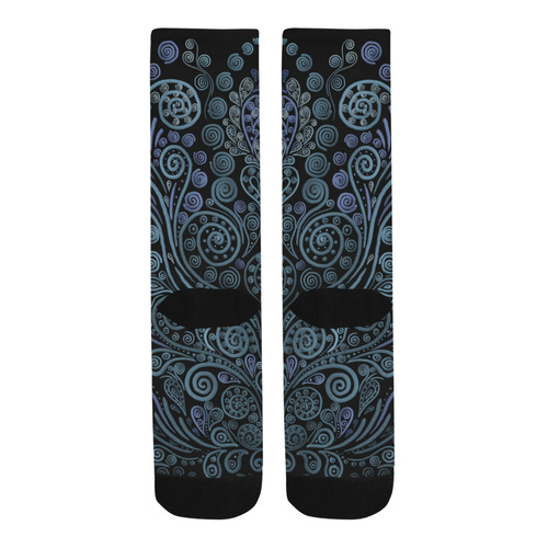 3D psychedelic ornaments, blue Trouser Socks