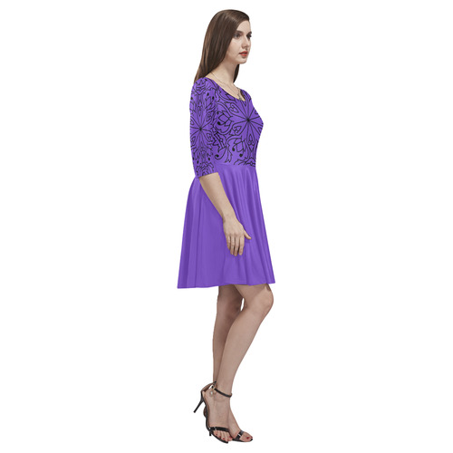 Designers dress : Purple with mandalas Tethys Half-Sleeve Skater Dress(Model D20)
