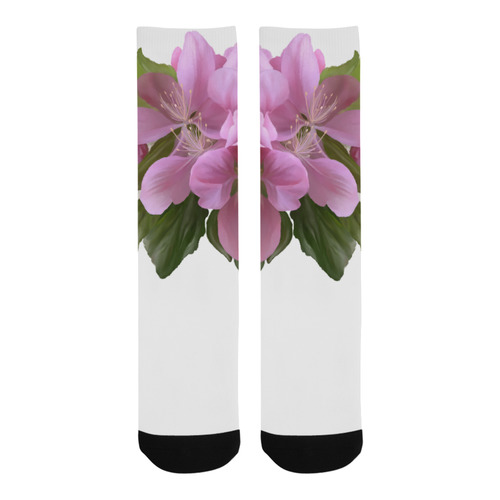 Pink Blossom Branch, , floral watercolor Trouser Socks