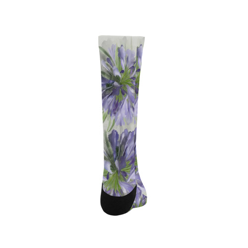 3 Delicate Purple Flowers, floral watercolor Trouser Socks