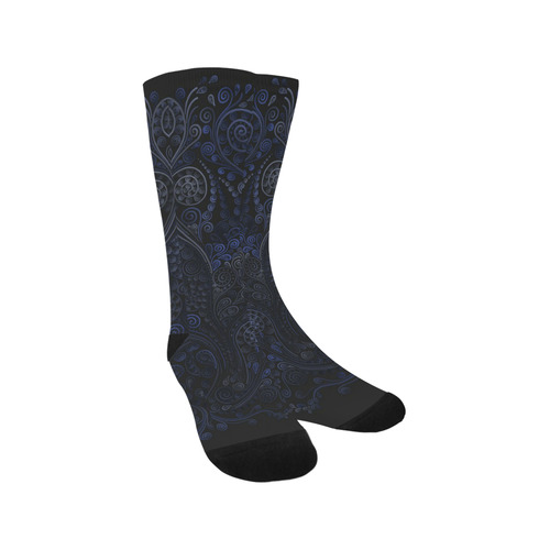 3D Ornamental blue on gray Trouser Socks