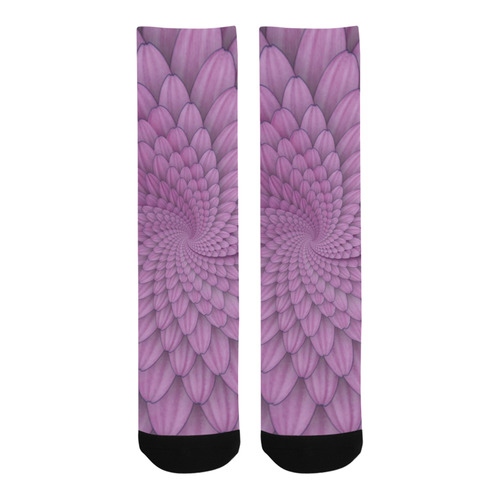 pink flower spiral droste escher Trouser Socks