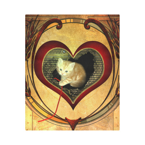 Cute kitten on a heart Duvet Cover 86"x70" ( All-over-print)