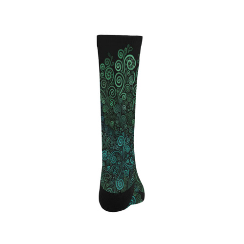 3D Turquoise Psychedelic Rose Trouser Socks