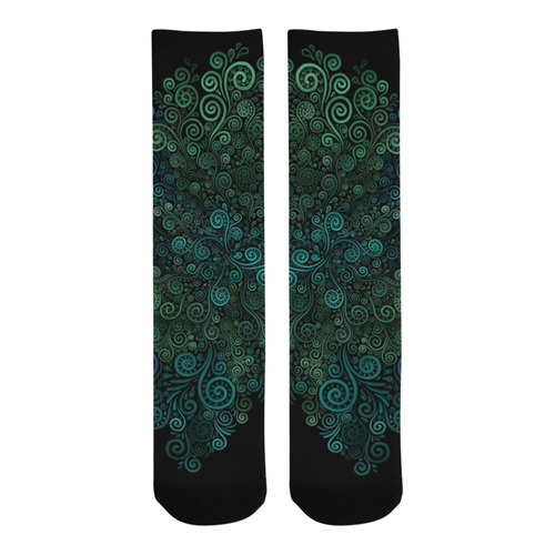 3D Turquoise Psychedelic Rose Trouser Socks