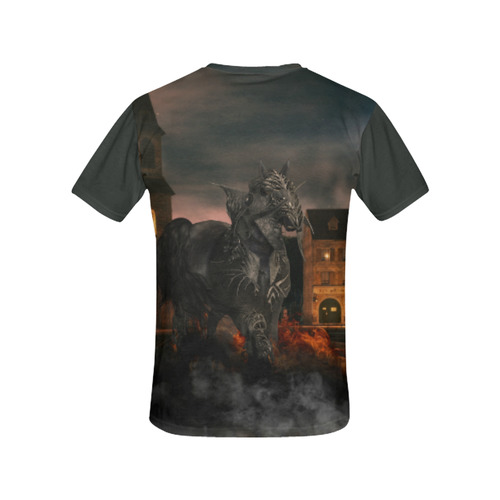 A dark horse in a knight armor All Over Print T-Shirt for Women (USA Size) (Model T40)