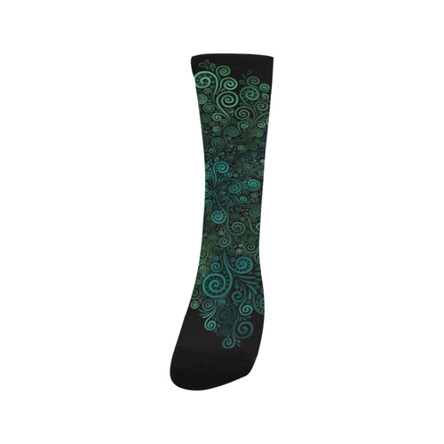 3D Turquoise Psychedelic Rose Trouser Socks