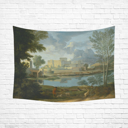 Nicolas Poussin French Landscape Calm Cotton Linen Wall Tapestry 80"x 60"