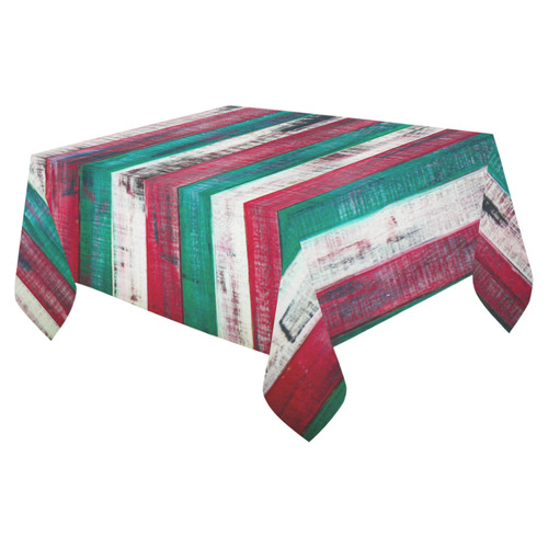 Red, White & Green Cotton Linen Tablecloth 52"x 70"