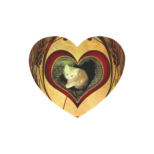 Cute kitten on a heart Heart-shaped Mousepad