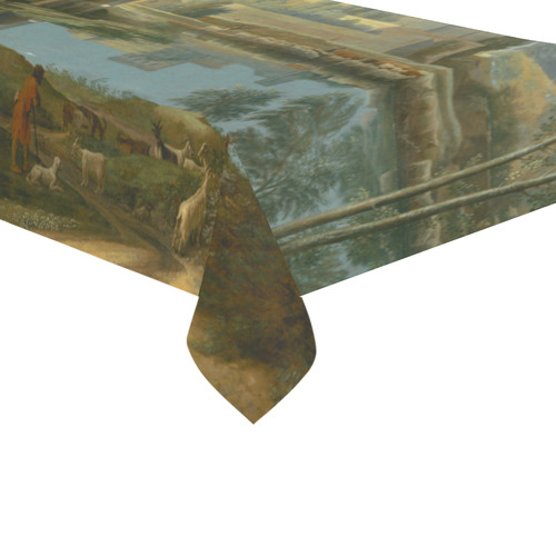 Nicolas Poussin French Landscape Calm Cotton Linen Tablecloth 60"x 104"
