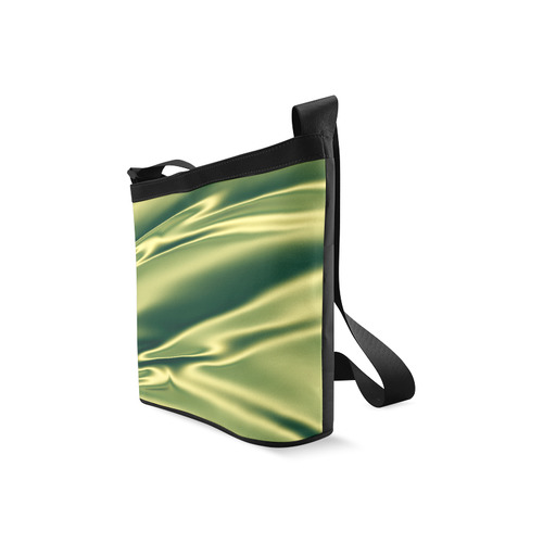 Green satin 3D texture Black Strap Version Crossbody Bags (Model 1613)