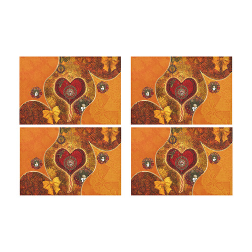 Steampunk decorative heart Placemat 12’’ x 18’’ (Four Pieces)
