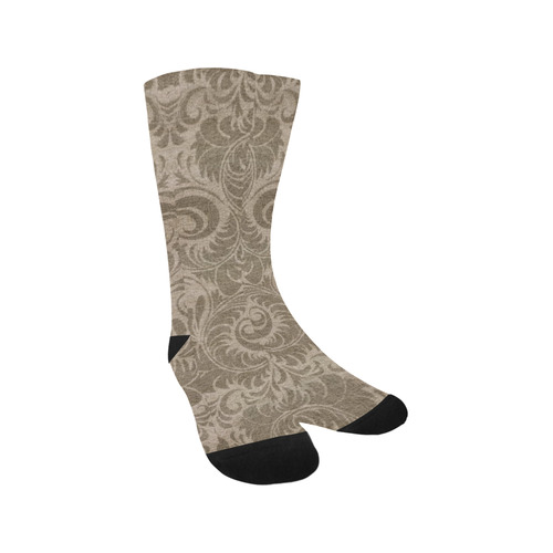 Denim with vintage floral pattern, light brown Trouser Socks