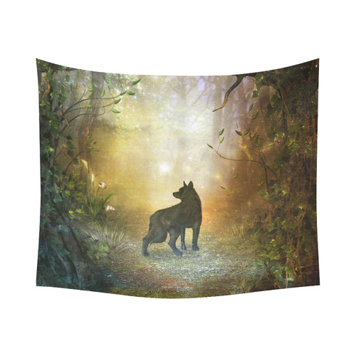 Teh lonely wolf Cotton Linen Wall Tapestry 60"x 51"