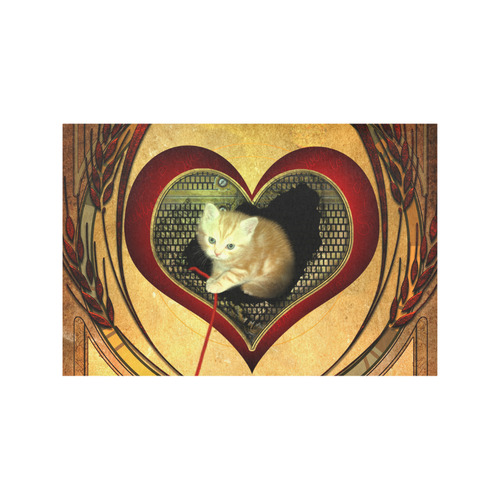 Cute kitten on a heart Placemat 12’’ x 18’’ (Two Pieces)