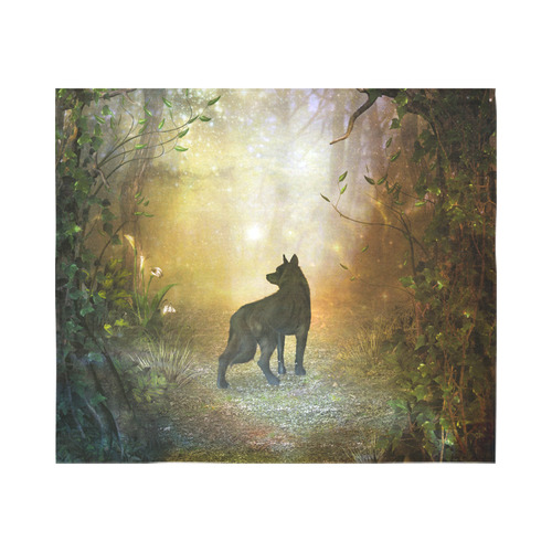 Teh lonely wolf Cotton Linen Wall Tapestry 60"x 51"