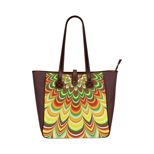 Colorful flower striped mandala Classic Tote Bag (Model 1644)