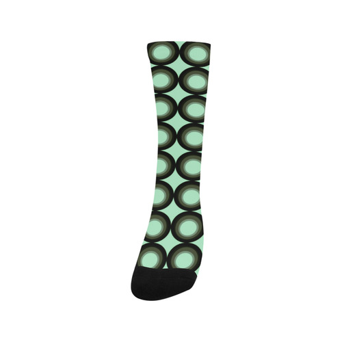 Psychedelic circles, green vintage pattern style Trouser Socks