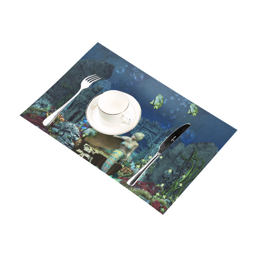 Underwater wold with mermaid Placemat 12’’ x 18’’ (Two Pieces)