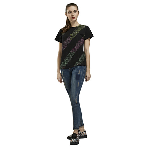 Psychedelic 3D Rainbow Ornaments All Over Print T-Shirt for Women (USA Size) (Model T40)