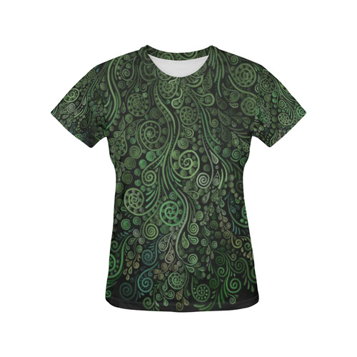 3D Psychedelic Abstract Fantasy Tree Greenery All Over Print T-Shirt for Women (USA Size) (Model T40)