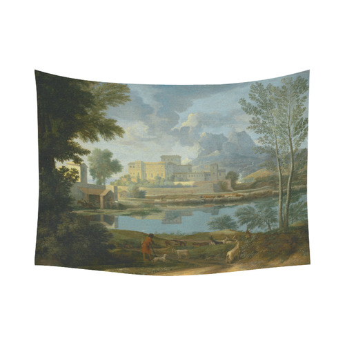 Nicolas Poussin French Landscape Calm Cotton Linen Wall Tapestry 80"x 60"