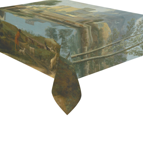Nicolas Poussin French Landscape Calm Cotton Linen Tablecloth 60"x 84"