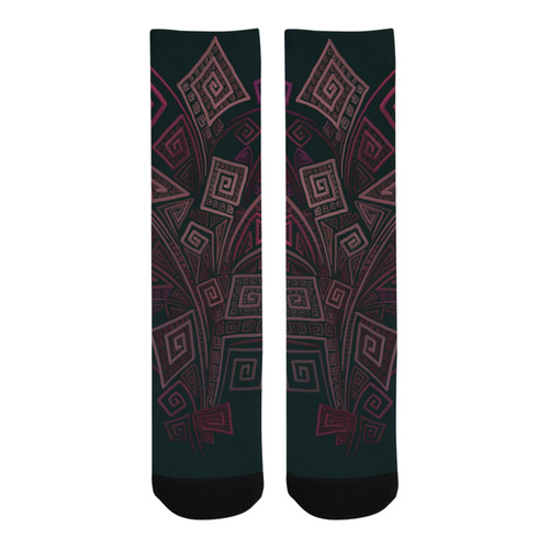 Psychedelic 3D Square Spirals - pink and orange Trouser Socks
