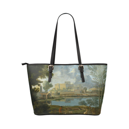 Nicolas Poussin French Landscape Calm Leather Tote Bag/Small (Model 1651)